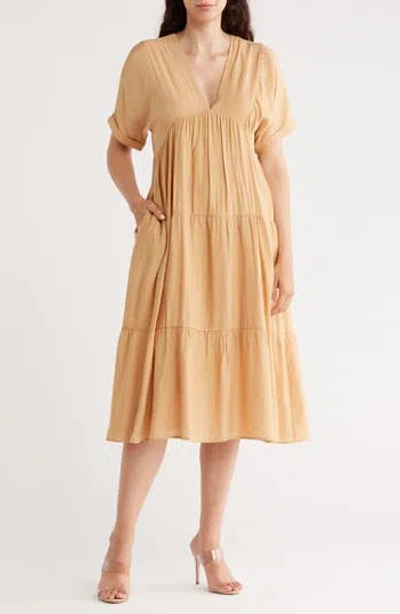 Wishlist Drop Shoulder Tiered Babydoll Midi Dress