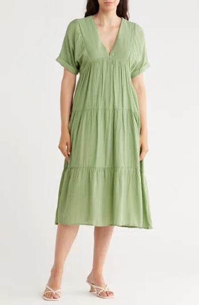 Wishlist Drop Shoulder Tiered Babydoll Midi Dress