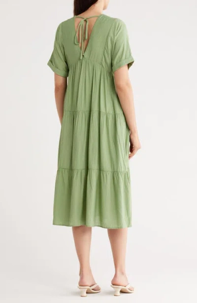 Wishlist Drop Shoulder Tiered Babydoll Midi Dress