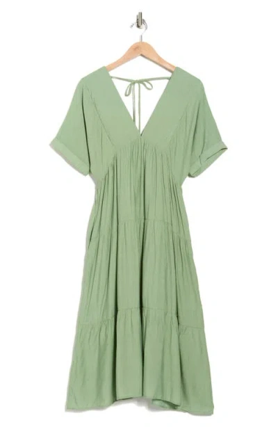 Wishlist Drop Shoulder Tiered Babydoll Midi Dress