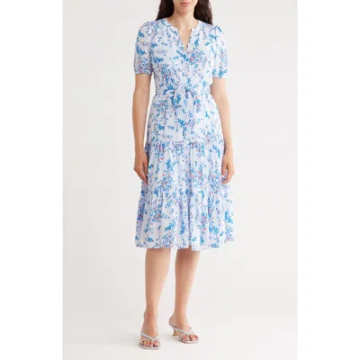 Nanette Lepore Floral Tiered Dress In Blue
