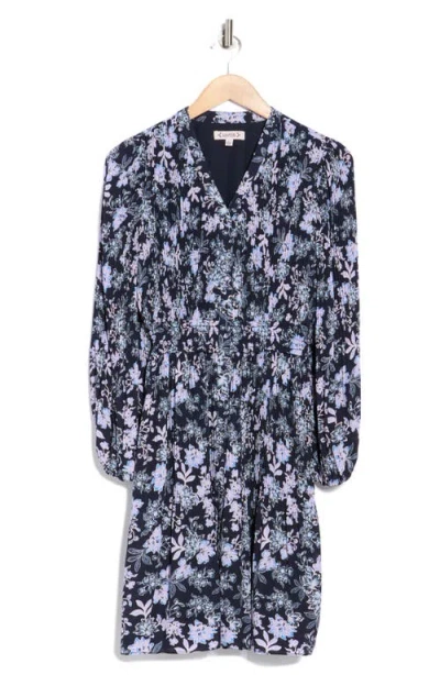 Nanette Lepore Womens Chiffon Midi Dress In Navy Print In Blue