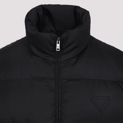 Prada Quilted Nylon Jacket Zip Pockets In Black