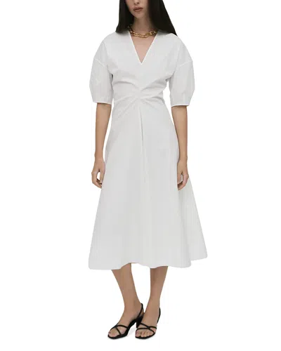 Rosetta Getty Torqued Short Sleeve Dress In White