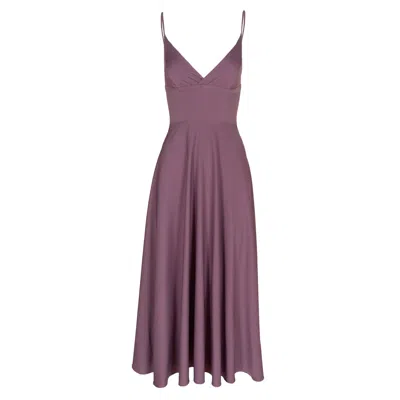 Monarh Women's Purple Summer Raspberry Glace Draped-waist Midi Dress