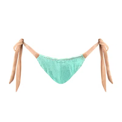 Deessa Ibiza Women's Gold / Green / Rose Gold Mint Metallic High Leg Tie-side Bikini Bottom Leah Sargantana