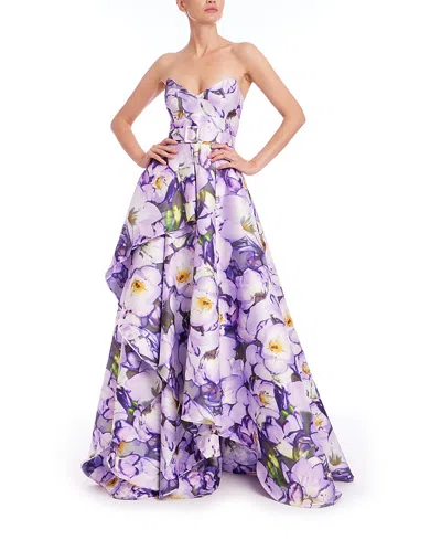 Badgley Mischka Women's Strapless Belted A-line Gown In Purple