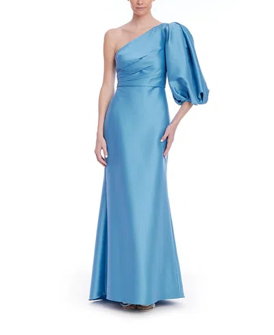 Badgley Mischka Women's One Shoulder Balloon Sleeve Gown In Blue