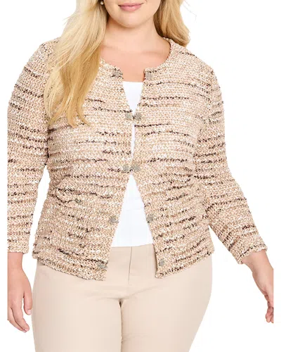 Nic+zoe Plus Tonal Mix Knit Jacket In Neutral