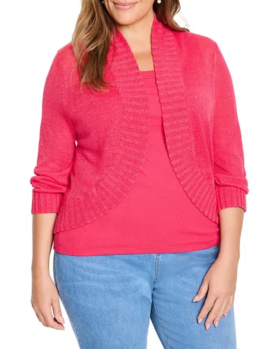 Nic+zoe Plus Open Front Bolero Cardigan In Pink