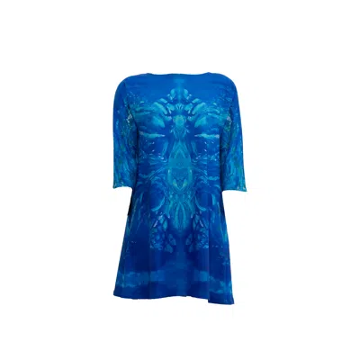 Süel Knitwear Women's Blue Cszs Magic Mini Dress With Three-quarter Sleeves - Magic