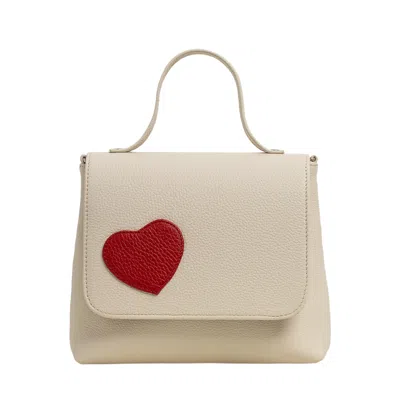 Laura Olaru Women's Neutrals Cream Mini Love Bag With Red Heart Attached
