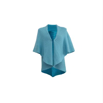 Süel Knitwear Women's Blue Wide Collar Ribbed Circle Vest Mykonos