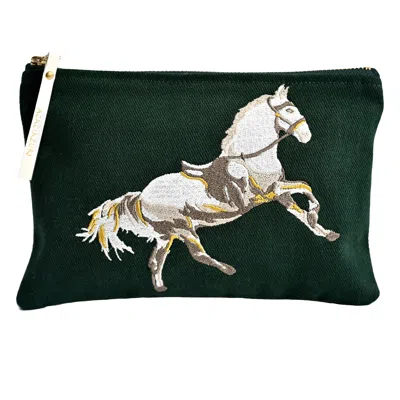 Acaciazuri Women's Gold / Green / White The Equestrian Embroidered Bag