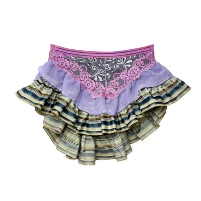 Acid Cat Women's Lacey Ruffle Silver Flouncy Mini Skirt