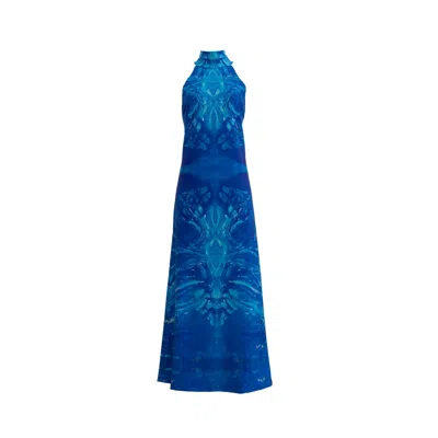 Süel Knitwear Women's Blue Cszs Tree Of Life Maxi Dress Raglan Sleeve - Magic