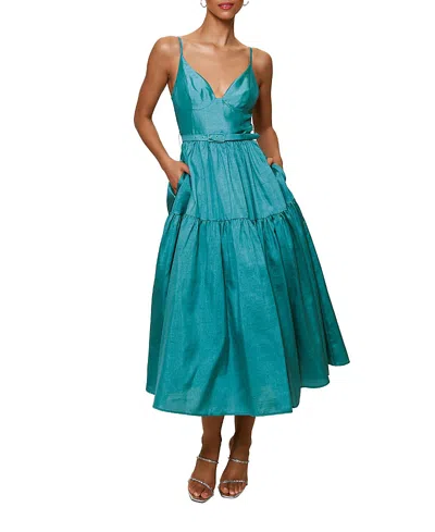 Hutch Atherton Belted Fit-&-flare Midi Dress In Blue