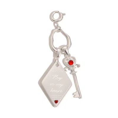 Recreation Jewels Women's Silver / Red The Key To My Heart Charm In Silver