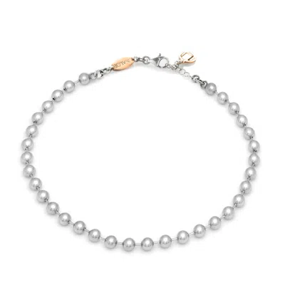 Unaloe Women's Silver / Rose Gold Sterling Silver Beaded Necklace With Rose Gold Details