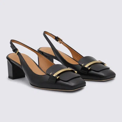 Tod's Square Toe Block Heel Gold-tone Hardware Slingback