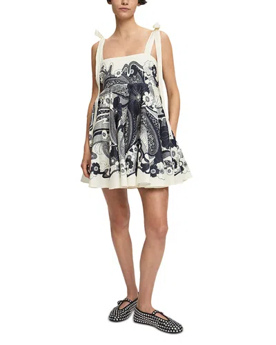 Alemais Mickey Floral-print Linen Mini Dress In Blue