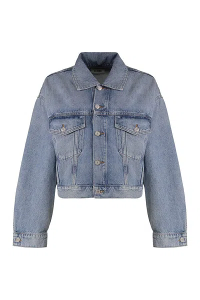 Agolde Denim Jacket With Chest Pockets And Collar In Blue