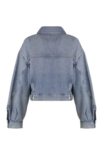 Agolde Denim Jacket With Chest Pockets And Collar In Blue