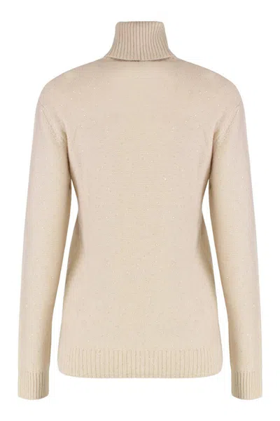 Fabiana Filippi Wool Blend Turtleneck Sweater In Neutral