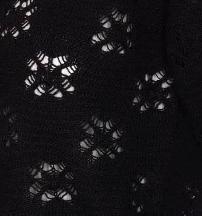 Twinset Open-knit V-neck Cardigan In Black