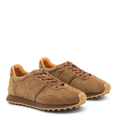 Tod's Brown Low Top Sneakers With Cleat Details On Heel And Sole