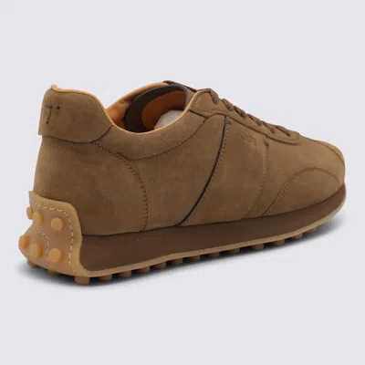 Tod's Brown Low Top Sneakers With Cleat Details On Heel And Sole