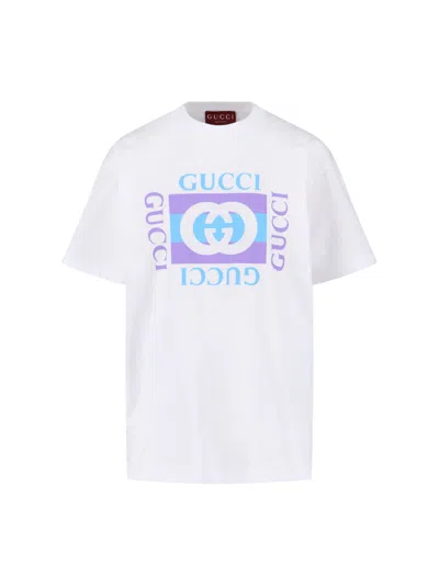 Gucci Women Logo Cotton T-shirt In White