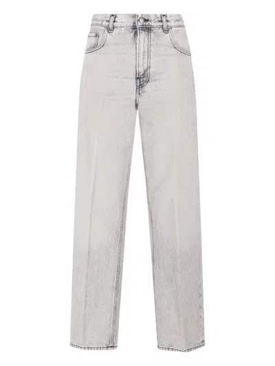 Haikure Wide Washed Effect Jeans With Belt Loops In Gray