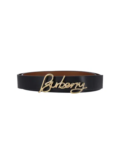Burberry Adjustable Reversible Belts Smooth Finish In Black