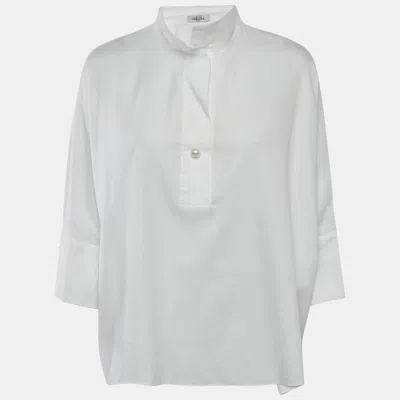 Pre-owned Ch Ch White Shirt Logo Jacquard Cotton Blouse S