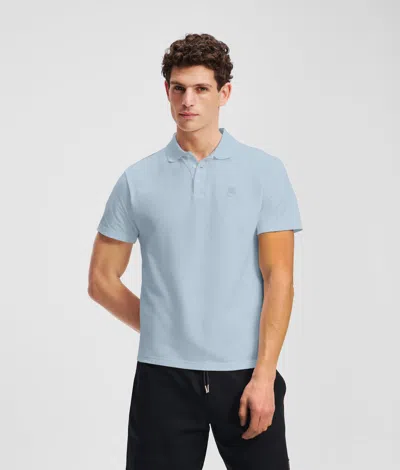 Karl Lagerfeld Kameo Logo Pique Polo Shirt In Blue