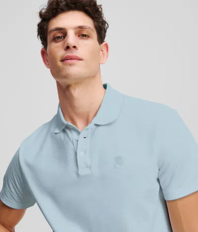 Karl Lagerfeld Kameo Logo Pique Polo Shirt In Blue