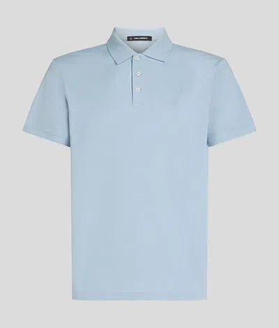 Karl Lagerfeld Kameo Logo Pique Polo Shirt In Blue
