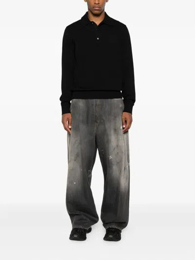 Givenchy Long-sleeve Polo Shirt In Black