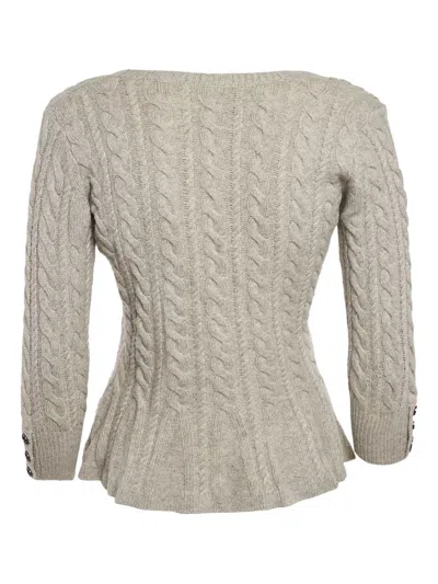 Pre-owned Burberry Cable-knit Peplum Sweater
