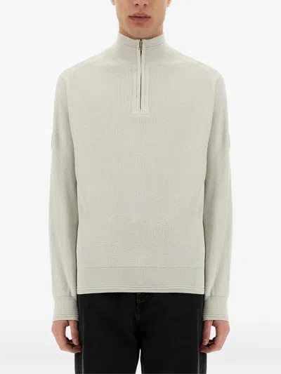 Belstaff Zip Sweater Textured Knit In White