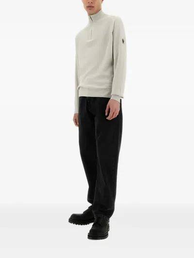 Belstaff Zip Sweater Textured Knit In White