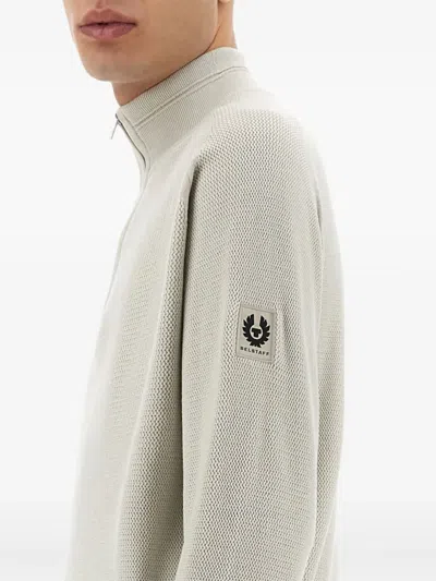 Belstaff Zip Sweater Textured Knit In White