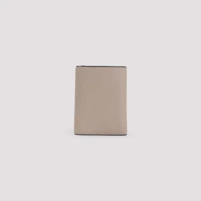 Valextra Leather Textured Wallet Gold Hardware In Neutral
