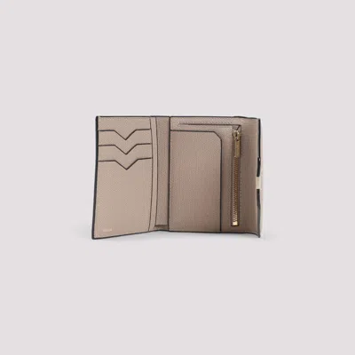 Valextra Leather Textured Wallet Gold Hardware In Neutral