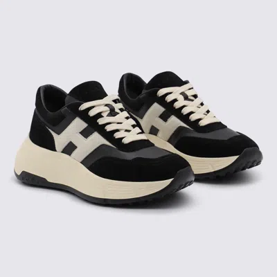 Hogan Suede And Nappa Leather Sneakers With Contrast Panel In Neutral