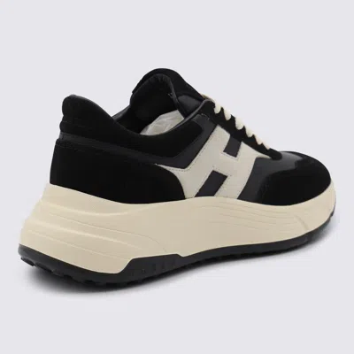 Hogan Suede And Nappa Leather Sneakers With Contrast Panel In Neutral