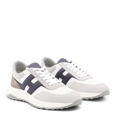 Hogan Round Toe Rubber Sole Panelled Design Sneakers In Gray