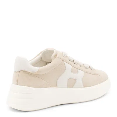 Hogan Low Top Sneakers With Rubber Sole And Suede Upper In Neutral