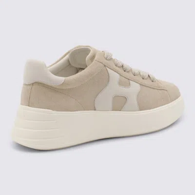 Hogan Low Top Sneakers With Rubber Sole And Suede Upper In Neutral